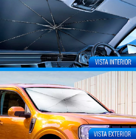 QUITASOL TIPO SOMBRILLA PARA AUTO PARASOL RETRACTIL PARABRIS EN COLOR NEGRO - 4