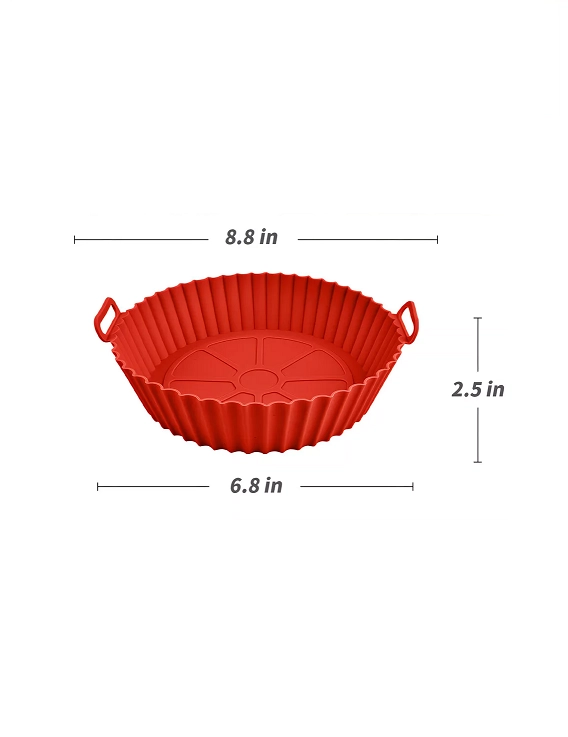 BANDEJA REUTILIZABLE DE SILICONA PARA FREIDORA DE AIR FRYER ROJA - 2