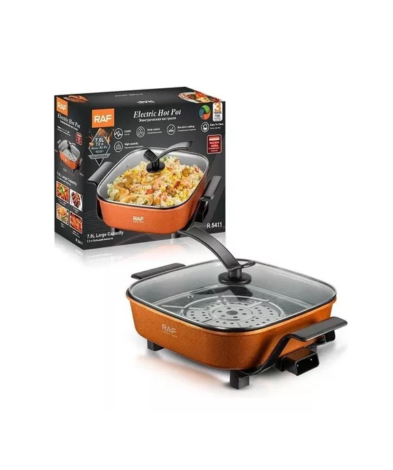 OLLA ELE CTRICA AL VAPOR SARTE N ANTIADHERENTE 1350W 7L, COLOR NARANJA - 4