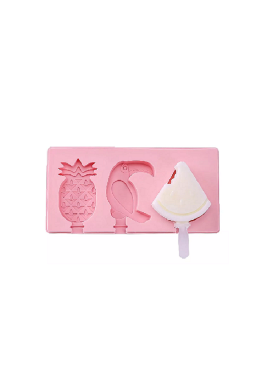 PACK DE 3 MOLDES DE HELADO DE SILICONA PARA MINI PALETAS ROSA - 1