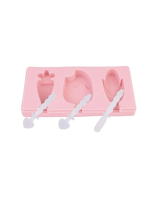 PACK DE 3 MOLDES DE HELADO DE SILICONA PARA MINI PALETAS ROSA - 2