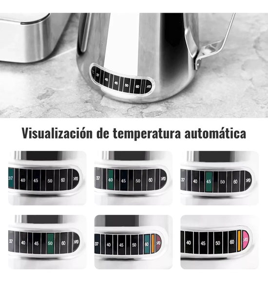 JARRA ESPUMA DE LECHE CON TERMOMETRO TEXTURIZAR 21OZ/600ML PLATEADO CHEF CHOICE - 2