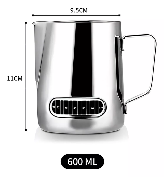 JARRA ESPUMA DE LECHE CON TERMOMETRO TEXTURIZAR 21OZ/600ML PLATEADO CHEF CHOICE - 5