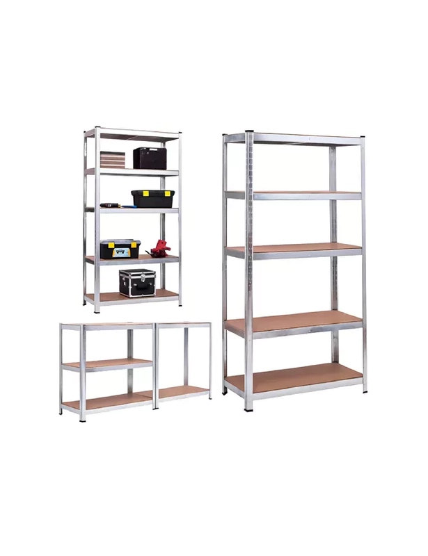 PACK 2 ESTANTES METALICOS OFICINA 180X90X40CM ORGANIZADOR ASPOR PLATEADO 5 NIVELES - 2