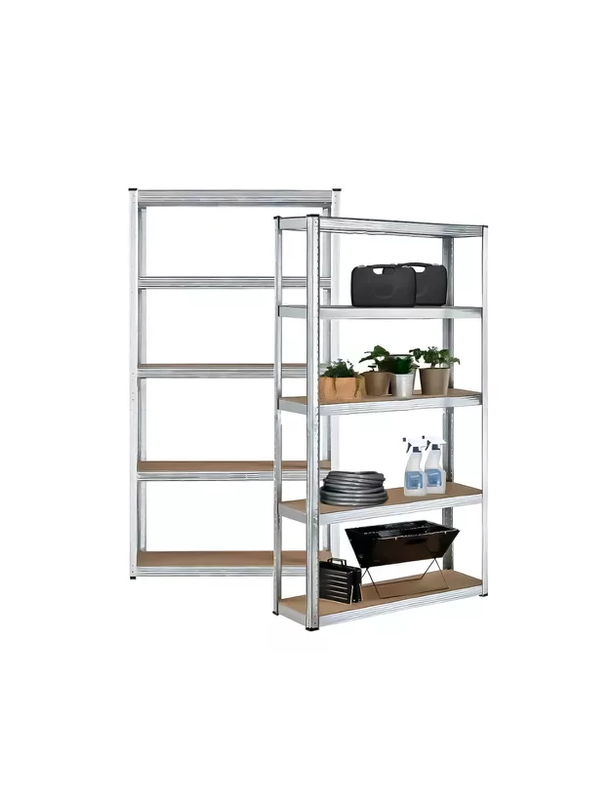 PACK 2 ESTANTES METALICOS OFICINA 180X90X40CM ORGANIZADOR ASPOR PLATEADO 5 NIVELES - 6