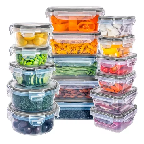 ORGANIZA TU COCINA: JUEGO DE 16 TARROS APILABLES CON TAPA HERME TICA, COLOR TRANSPARENTE - 1