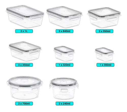 ORGANIZA TU COCINA: JUEGO DE 16 TARROS APILABLES CON TAPA HERME TICA, COLOR TRANSPARENTE - 4