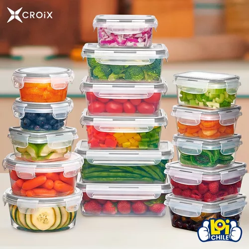 ORGANIZA TU COCINA: JUEGO DE 16 TARROS APILABLES CON TAPA HERME TICA, COLOR TRANSPARENTE - 8
