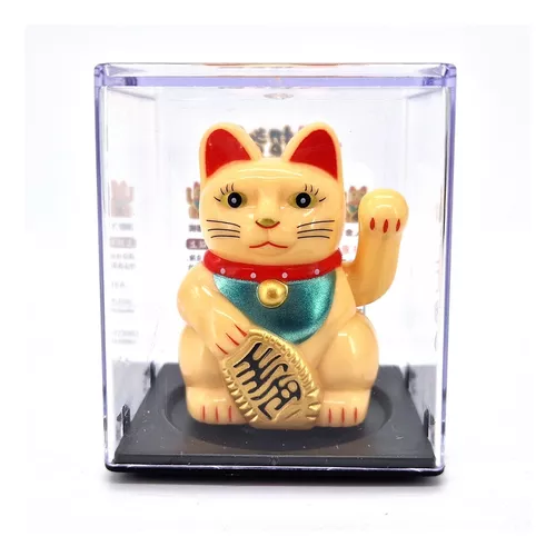 GATO DE LA SUERTE SOLAR, MANEKI NEKO, FENG SHUI, FORTUNA, MANO - 1