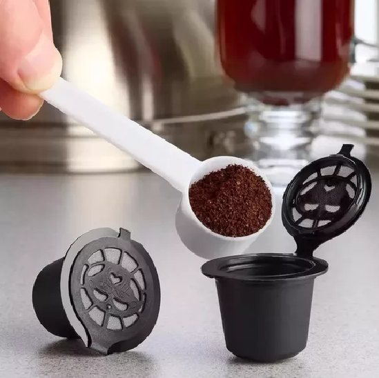 6 CAPSULAS CAFE  REUTILIZABLES PARA CAFETERA NESPRESSO NEGRO - 4