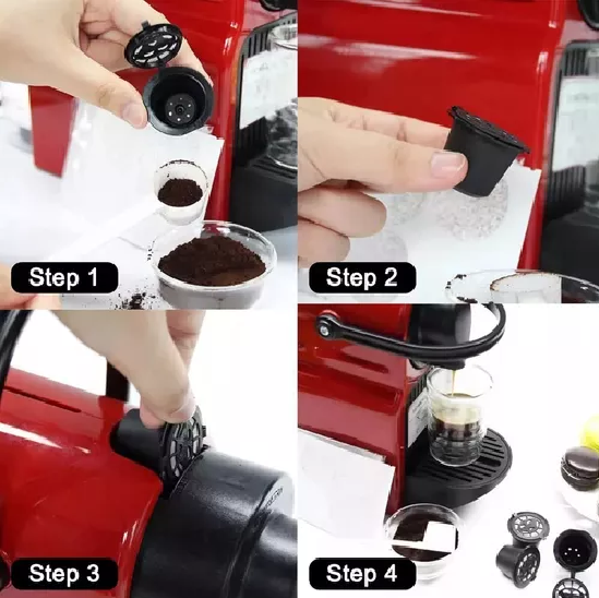 6 CAPSULAS CAFE  REUTILIZABLES PARA CAFETERA NESPRESSO NEGRO - 6