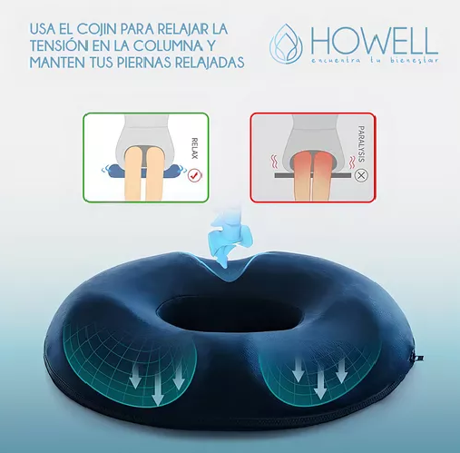 COJIN ANTIESCARAS ORTOPE DICO HOWELL ASIENTO MEMORIA AZUL MITAD BLANCA - 3