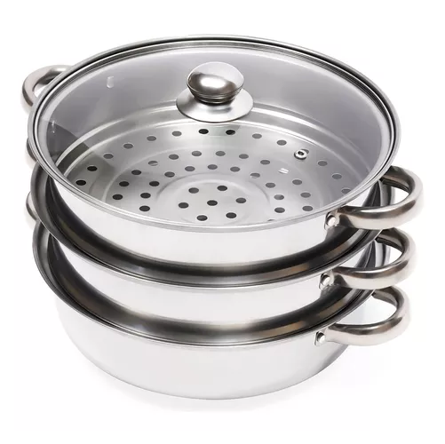 VAPORERA PARA SOPA DE ACERO INOXIDABLE, 28 CM, TRES CAPAS - 1