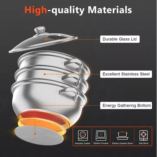 VAPORERA PARA SOPA DE ACERO INOXIDABLE, 28 CM, TRES CAPAS - 3