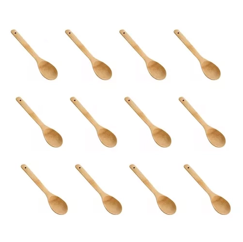 PACK DE 12 CUCHARAS DE MADERA DE BAMBU PARA COCINA, 30 CM - 1