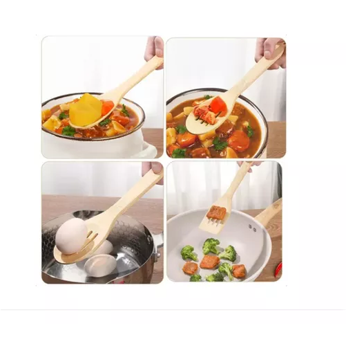 PACK DE 12 CUCHARAS DE MADERA DE BAMBU PARA COCINA, 30 CM - 6