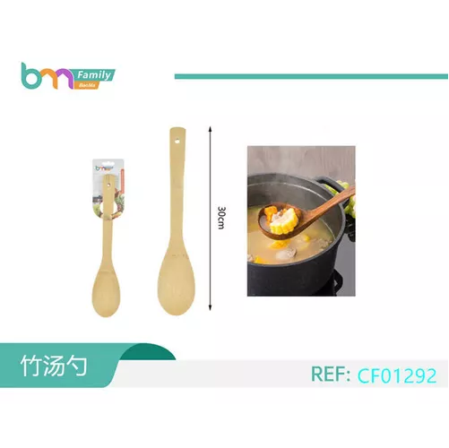 PACK DE 12 CUCHARAS DE MADERA DE BAMBU PARA COCINA, 30 CM - 8