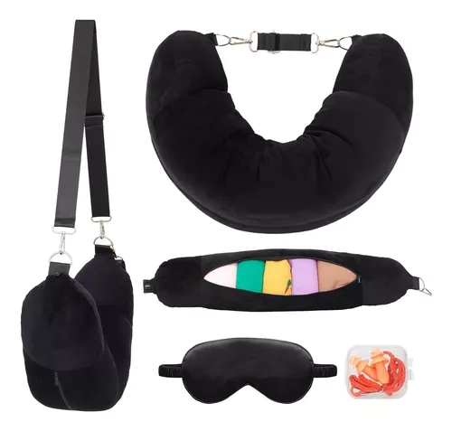 ALMOHADA CUELLO RELLENABLE PARA VIAJES CON ANTIFAZ Y TAPONES - 2