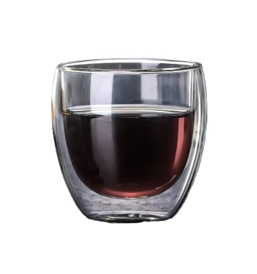 JUEGO DE 4 TAZAS DE EN COLOR CAFE VIDRIO TE RMICO DOBLE PARED 80ML EN COLOR BLANCO - 1