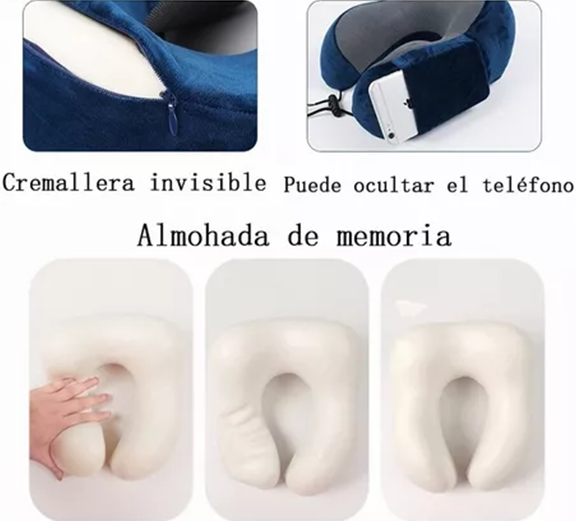 ALMOHADA VISCOELASTICA PARA VIAJE DE CUELLO CON ANTIFAZ REGALO GRIS - 5