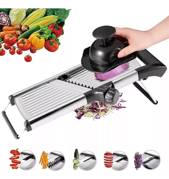 MANDOLINA CORTADOR VERDURAS RALLADOR PICADOR COCINA EN COLOR NEGRO - 3