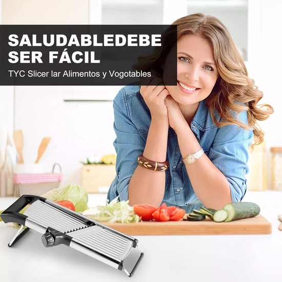MANDOLINA CORTADOR VERDURAS RALLADOR PICADOR COCINA EN COLOR NEGRO - 4