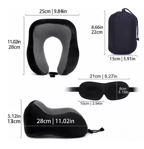 ALMOHADA VISCOELASTICA PARA VIAJE DE CUELLO CON ANTIFAZ REGALO - 3