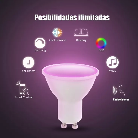 AMPOLLETA INTELIGENTE SMART GU10 - GOOGLE - ALEXA MEGABRIGHT RGB - 3
