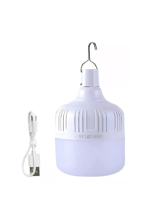 PORTATIL RECARGABLE EMERGENCIA USB, 80W LED LAMPARA FOCO, EN COLOR BLANCO - 1