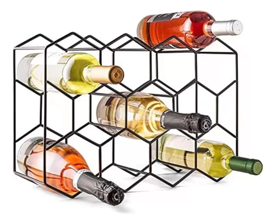 PORTA VINO BOTELLAS RACK METALICO PLEGABLE 11 BOTELLAS EN COLOR NEGRO - 2