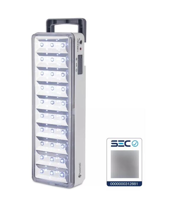 LAMPARA DE EMERGENCIA LED CON BATERIA RECARGABLE, 30 LEDS, 120 LUM, 5W, EN COLOR BLANCO - 3