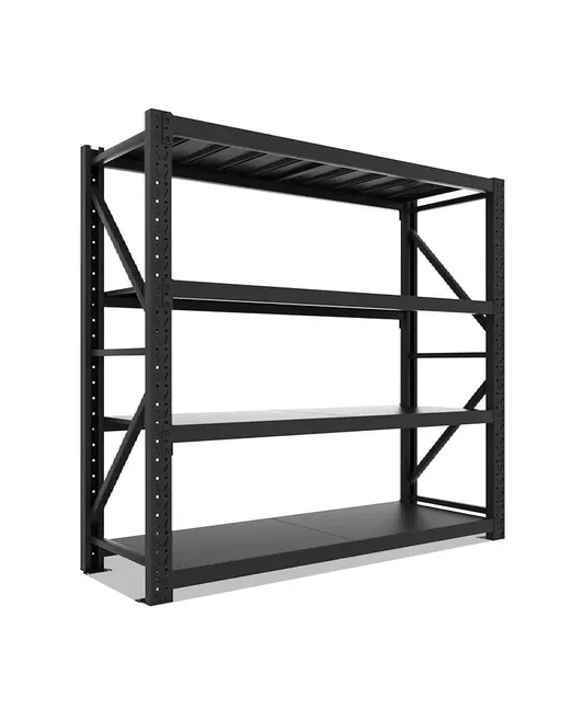 ESTANTE METALICO EN COLOR NEGRO RACK 200X200X60CM 800KG ARMADO RAPIDO - 1