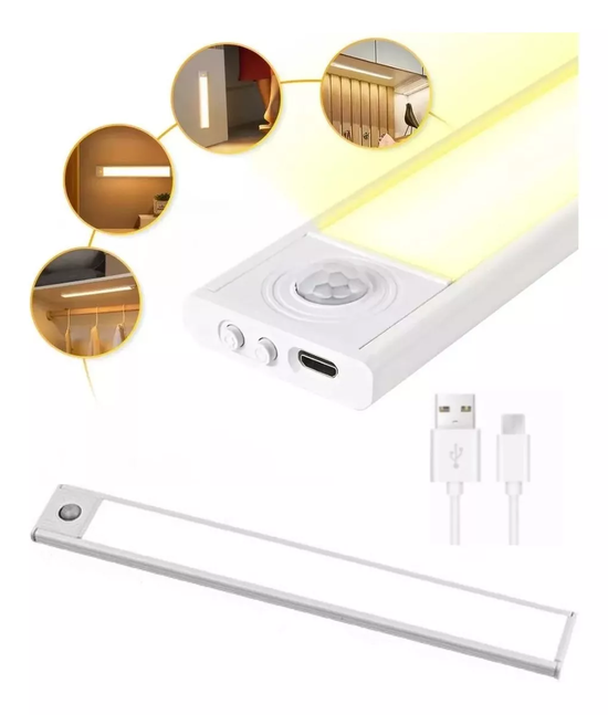 LUZ CLOSET BARRA CON SENSOR MOVIMIENTO 30CM LAMPARA ARMARIO EN COLOR BLANCO - 2