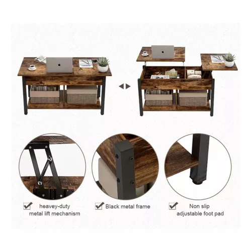 MESA DE CENTRO ELEVABLE PARA LIVING, DIMENSIONES 110X49X48 CM, COLOR EN COLOR NEGRO - 1