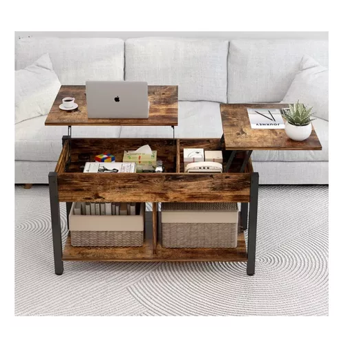 MESA DE CENTRO ELEVABLE PARA LIVING, DIMENSIONES 110X49X48 CM, COLOR EN COLOR NEGRO - 3