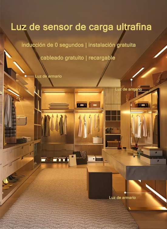 LED CON SENSOR MOVIMIENTO COCINA ARMARIOS ESCALE GABINETES EN COLOR BLANCO - 4