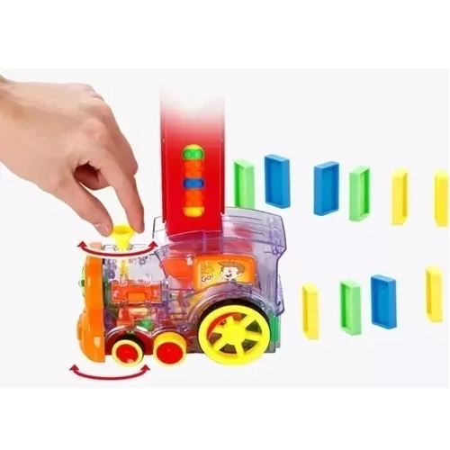 TREN JUGUETE DOMINO AUTOMATICO, JUEGO PARA NIÑOS Y NIÑAS, PERSONAJE EN COLOR ROJO - 3