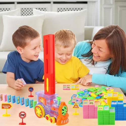 TREN JUGUETE DOMINO AUTOMATICO, JUEGO PARA NIÑOS Y NIÑAS, PERSONAJE EN COLOR ROJO - 7
