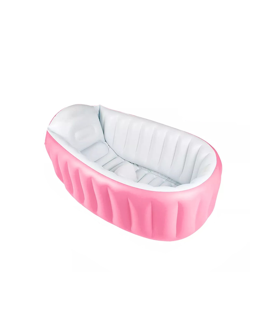 BAÑERA INFLABLE PLEGABLE PARA BEBE S CON BOMBA DE AIRE, ROSADO - 1