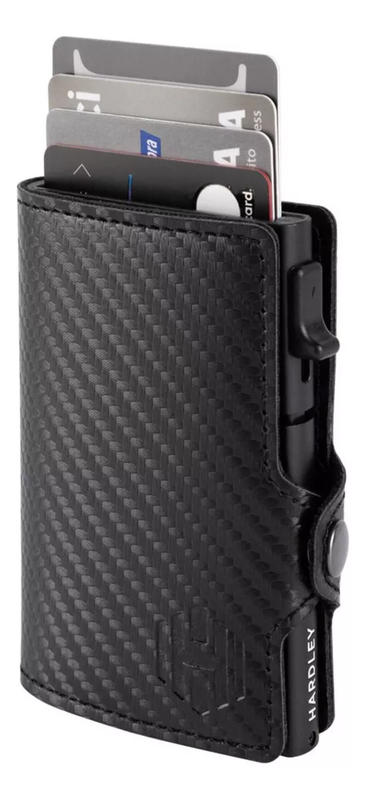 BILLETERA PARA HOMBRE HARDLEY CON TARJETERO POP-UP Y BLOQUEO RFID COLOR BOND EN COLOR NEGRO - 1