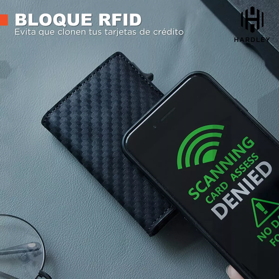 BILLETERA PARA HOMBRE HARDLEY CON TARJETERO POP-UP Y BLOQUEO RFID COLOR BOND EN COLOR NEGRO - 4