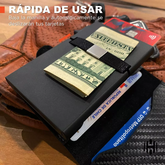 BILLETERA PARA HOMBRE HARDLEY CON TARJETERO POP-UP Y BLOQUEO RFID COLOR BOND EN COLOR NEGRO - 5