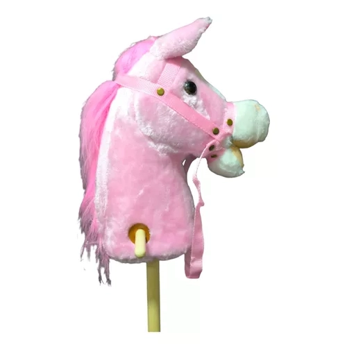 CABALLITO DE PALO CON SONIDO Y RUEDA, 100 CM, COLOR ROSADO - 4