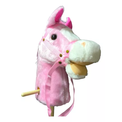 CABALLITO DE PALO CON SONIDO Y RUEDA, 100 CM, COLOR ROSADO - 5