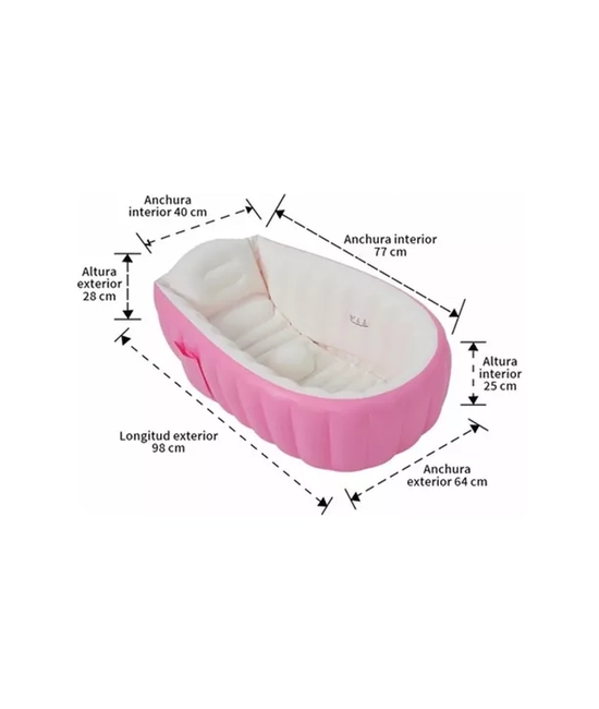 BAÑERA INFLABLE PORTATIL TINA PARA BEBE S, COLOR ROSADO - 5