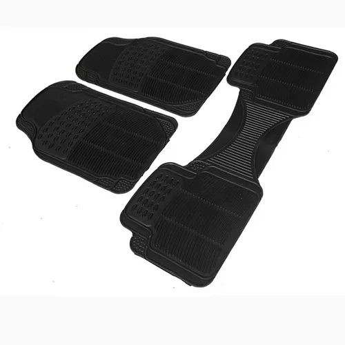 ALFOMBRA DE PISO DE GOMA PARA AUTO, UNIVERSAL, SET DE 3 PIEZAS, COLOR NEGRO - 3