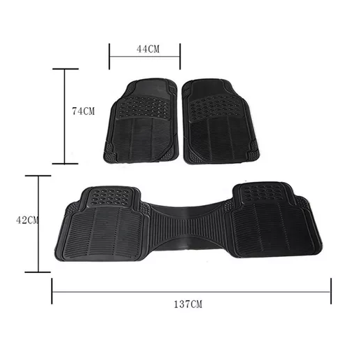 ALFOMBRA DE PISO DE GOMA PARA AUTO, UNIVERSAL, SET DE 3 PIEZAS, COLOR NEGRO - 4