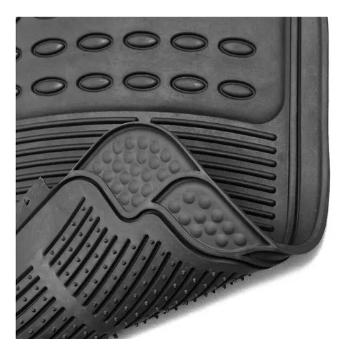 ALFOMBRA DE PISO DE GOMA PARA AUTO, UNIVERSAL, SET DE 3 PIEZAS, COLOR NEGRO - 6