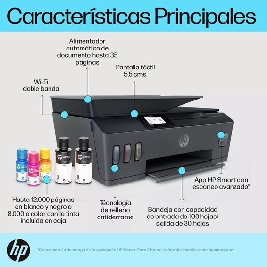 IMPRESORA MULTIFUNCION A COLOR HP SMART TANK 530 TINTA CONTINUA CON WIFI - 4