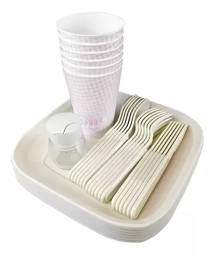 SET DE PICNIC TITIZ, 32 PIEZAS, PARA 6 PERSONAS, COLOR BLANCO - 2